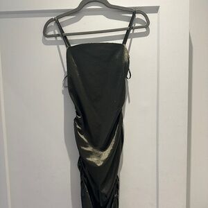 Dark Green Satin Bodycon Dress